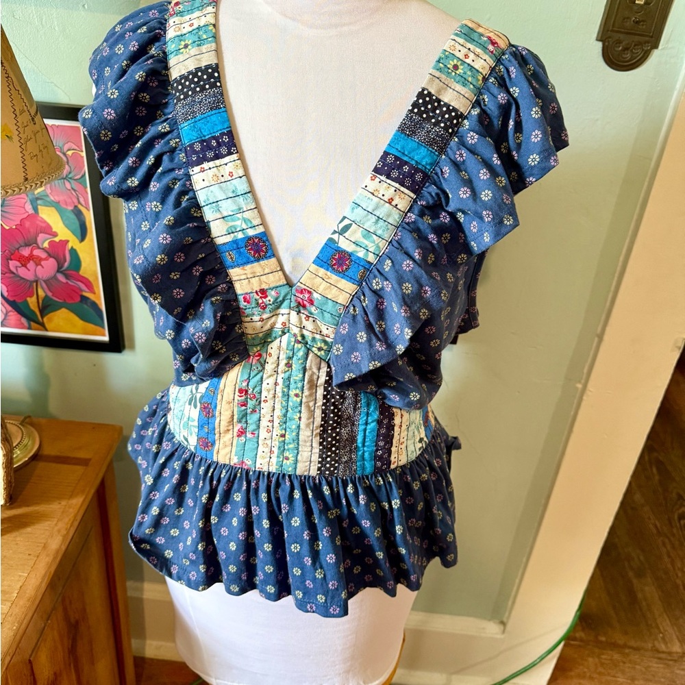 Floral Patchwork Ruffle Top